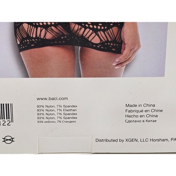 Baci Lingerie Women's One Size 2-14 Black Sheer Corset Front Lace Mini Dress - Picture 6 of 7